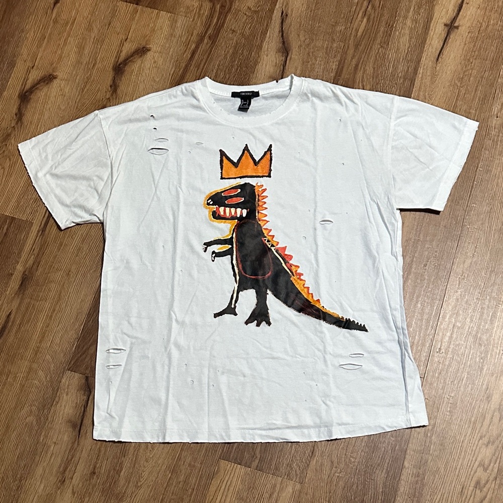 Forever 21 Jean-Michael Basquait distressed “Pez Dinosaur” tee (NWOT)